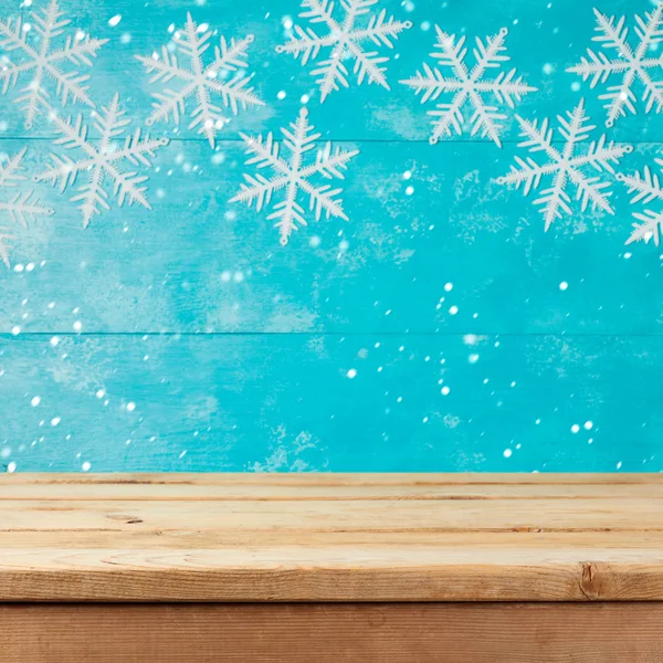 Fondo de Navidad con mesa de madera — Foto de Stock
