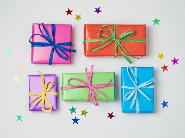 Christmas colorful gift boxes — Stock Photo, Image