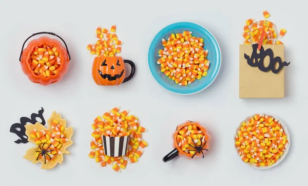 Хеллоуїн святкова колекція цукерок кукурудзи — стокове фото