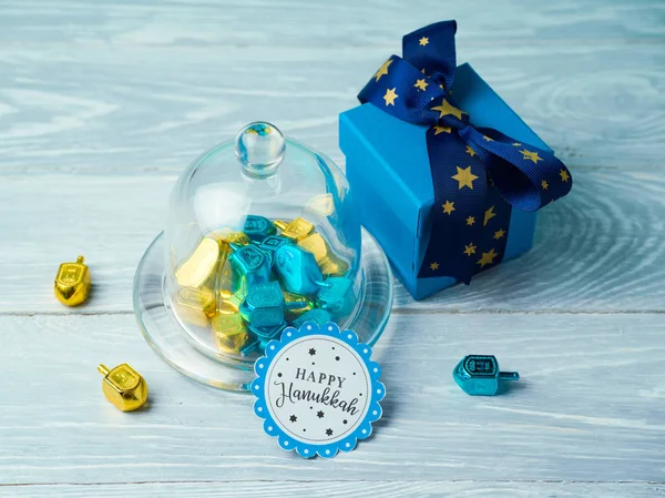 Hanukkah celebration with gift box — Stock Photo, Image