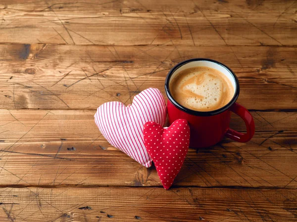 Taza de café y formas de corazón — Foto de Stock