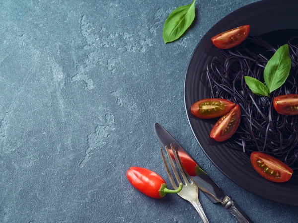 Esparguete orgânico preto — Fotografia de Stock