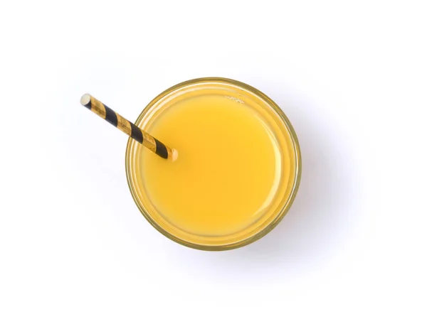 Copo de suco de laranja com palha — Fotografia de Stock