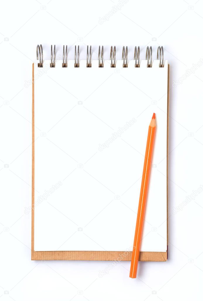 Notebook or sketch book with pencil