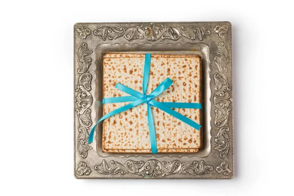 Matzo in vintage plate — Stock Photo, Image