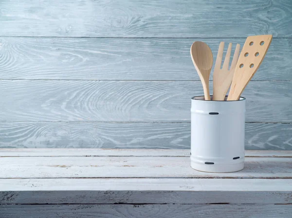 Kitchen utensils on  rustic background — Stock Photo, Image