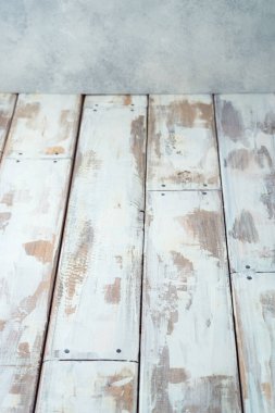 Boş ahşap masa. Mutfak, yemek pişirme ya da pişirme tasarım için arka plan oluşturma.