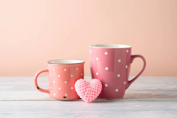 Mother Day Concept Heart Shape Coffee Cup Wooden Table — Stock Photo, Image