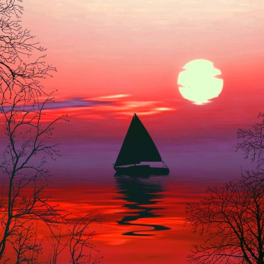 Nehirde yelkenli tekne