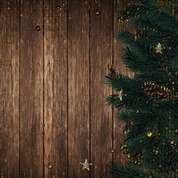 3Dイラスト モミの木の枝とクリスマスグリーティングカードの背景 — ストック写真