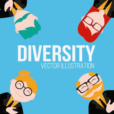 Çeşitlilik illüstrasyon mavi renk arka plan üzerinde