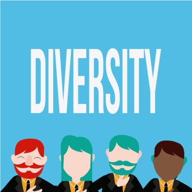 Çeşitlilik illüstrasyon mavi renk arka plan üzerinde