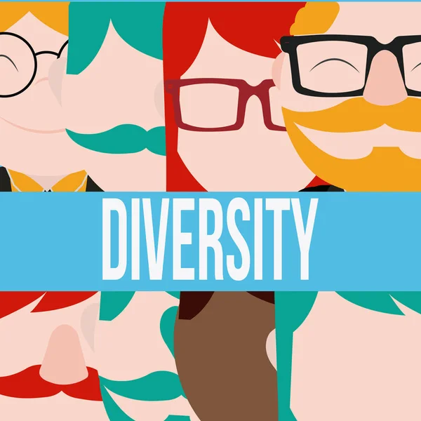 Illustration de diversité sur fond bleu — Image vectorielle