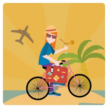 Turist illüstrasyon renk arka plan üzerinde