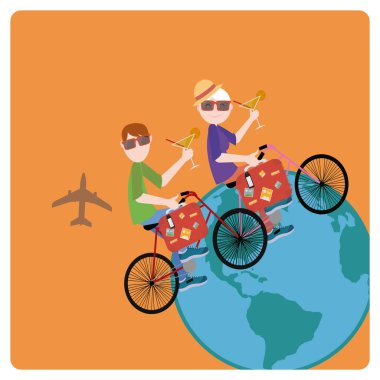 Turist illüstrasyon renk arka plan üzerinde