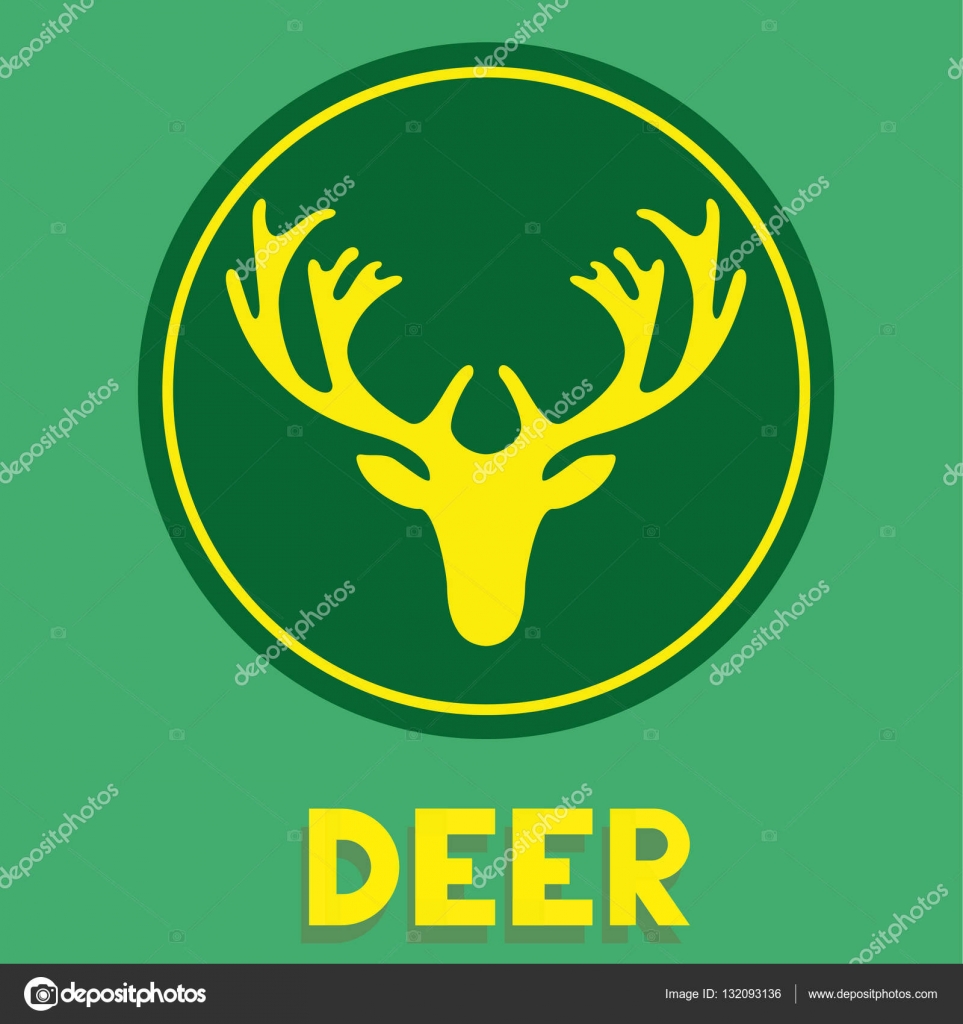 Background Green Yellow Deer Logo Yellow Deer Head On