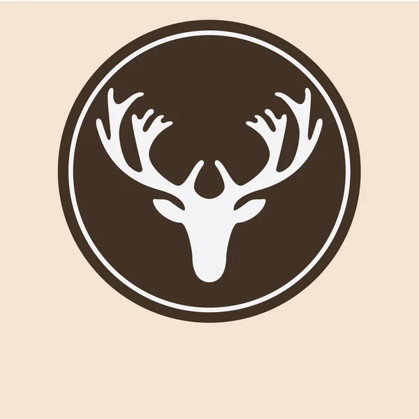 Cabeza de ciervo sobre un círculo marrón y fondo de color — Vector de stock