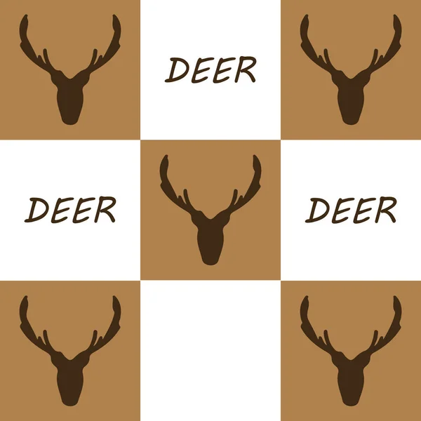 Conjunto de cinco cabezas de ciervo sobre cajas de color blanco y marrón con tex — Vector de stock