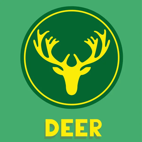 Cabeza de ciervo amarillo sobre fondo verde — Vector de stock