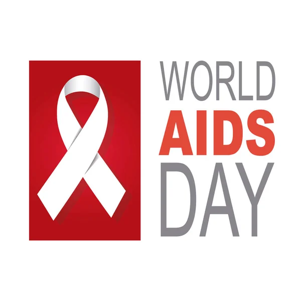 Παγκόσμια ημέρα κατά του Aids διάνυσμα, λευκό φόντο και κόκκινο κουτί — Διανυσματικό Αρχείο