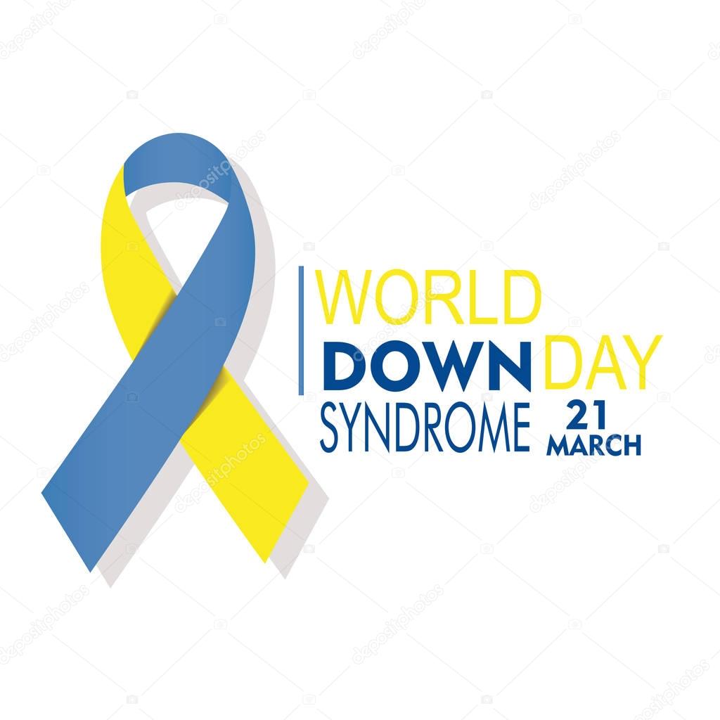 Down syndrome day poster on white background, text in blue and y