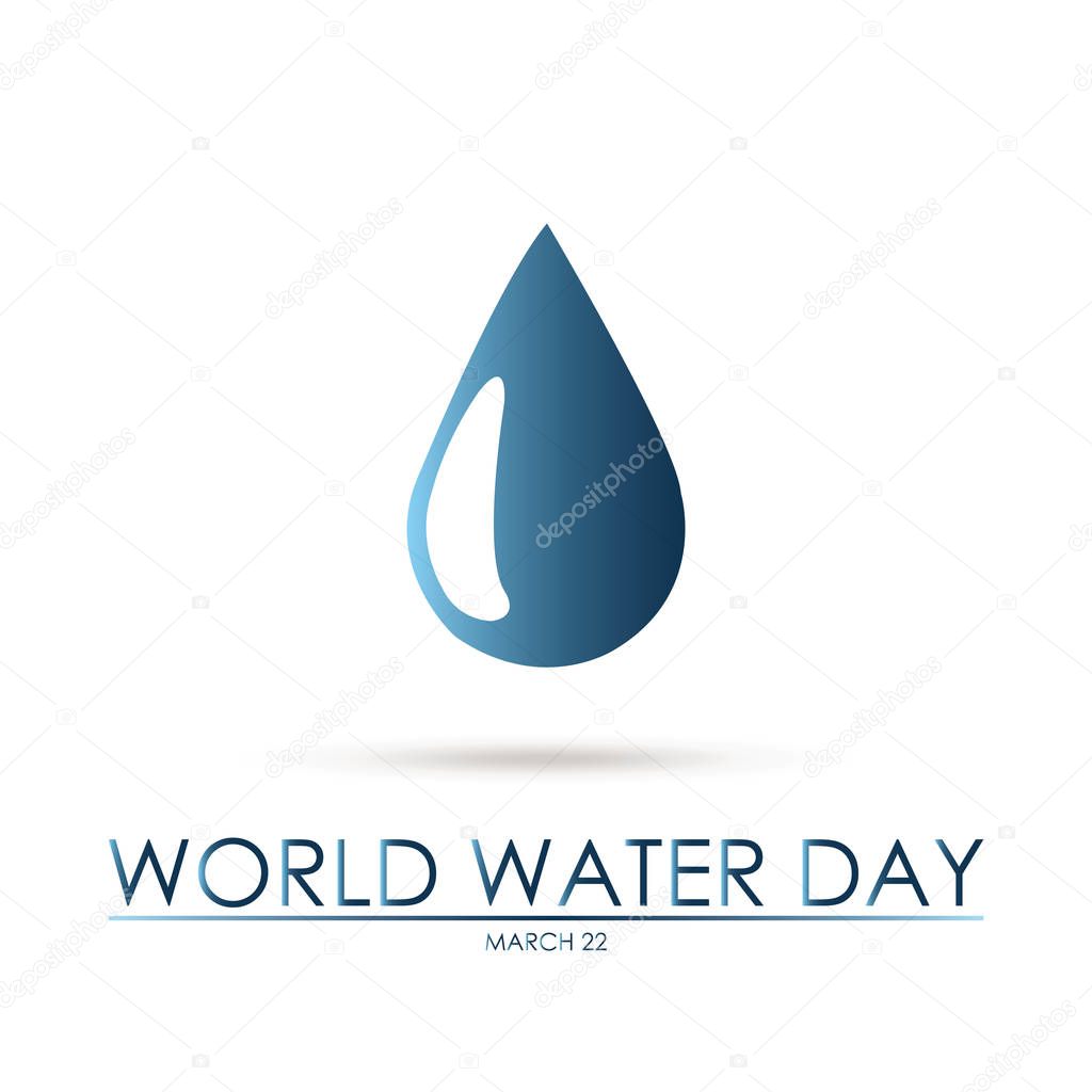Big water drop over white  background  world water day text