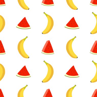 Muz ve karpuz görünümlü kusursuz desen.