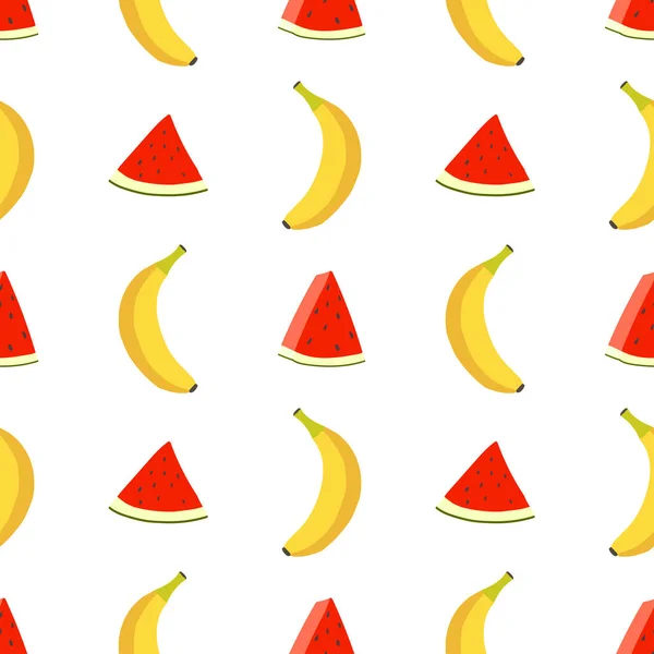 Padrão Sem Costura Com Imagem Banana Melancia —  Vetores de Stock