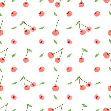 Kiraz desenli. Kirazların vektör görüntüsü.