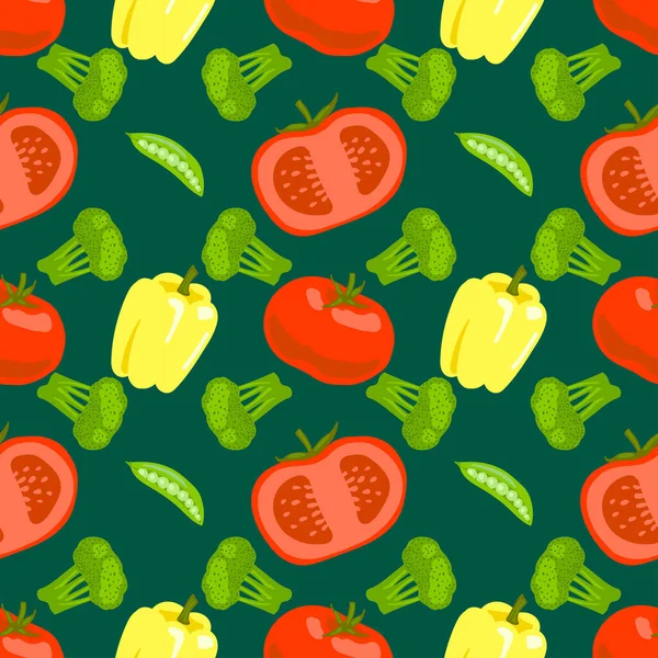 Padrão Sem Costura Com Imagem Legumes Padrão Vetorial Tomate Pimenta —  Vetores de Stock