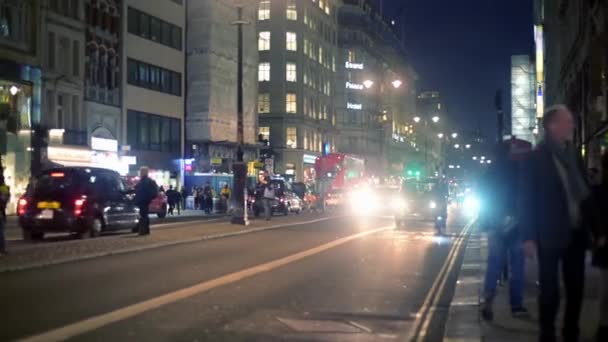 Лондон Октября 2019 Года Движение Стрэнде Ночью — стоковое видео