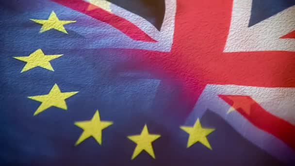 Bandeiras União Europeia União Europeia Reino Unido Refletidas Água Suavemente — Vídeo de Stock