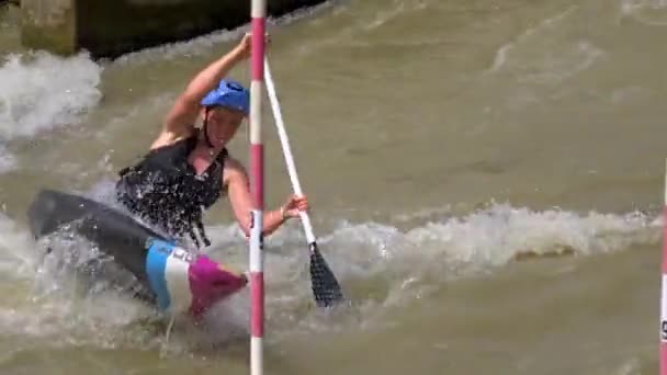 Bratislava Slovacchia Circa Agosto 2017 Atleta Slalom Canoa C1W Sta — Video Stock