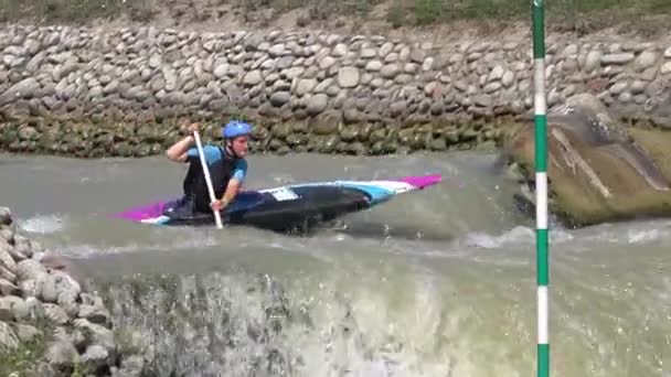 Bratislava Slovakia Circa August 2017 Tight Tracking Shot C1W Canoe — Stok video