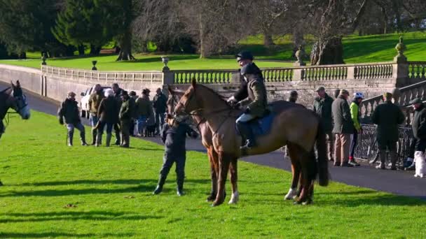 Aske Hall Richmond North Yorkshire Verenigd Koninkrijk Februari 2020 Paardrijders — Stockvideo