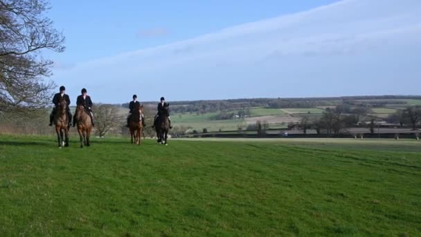 Aske Hall Richmond North Yorkshire Storbritannien Februari 2020 Hästryttare Rävjakttur — Stockvideo