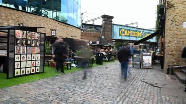 London September 2019 Tidsförskjutning Camden Market Med Ikonisk Bro Vid — Stockvideo
