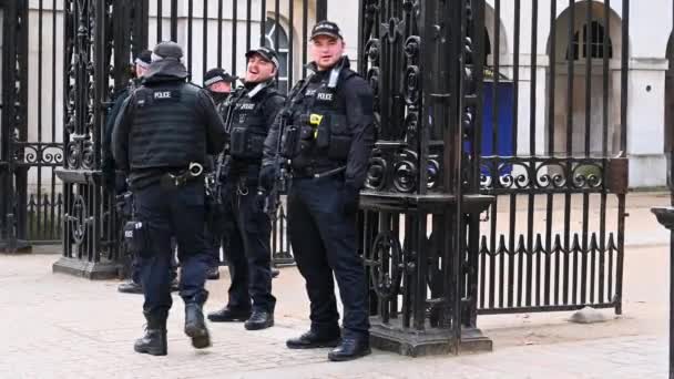 Londres Février 2020 Police Armée Monte Garde Entrée Horse Guards — Video