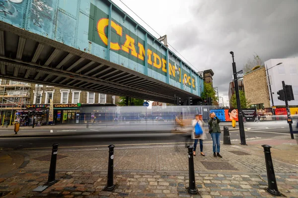 Londres Septembre 2019 Longue Exposition Célèbre Panneau Camden Lock Peint — Photo