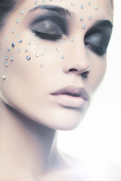 Woman with crystals on face — Stock Photo, Image