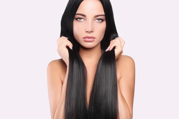 Modelo de beleza menina com cabelo brilhante — Fotografia de Stock