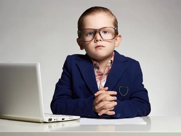 Handsome boy in office.business child — Stock Photo, Image