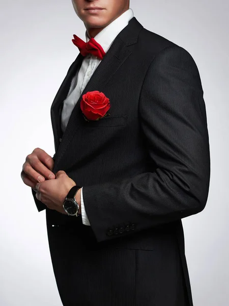 Hombre con flower.groom hombre de traje — Foto de Stock