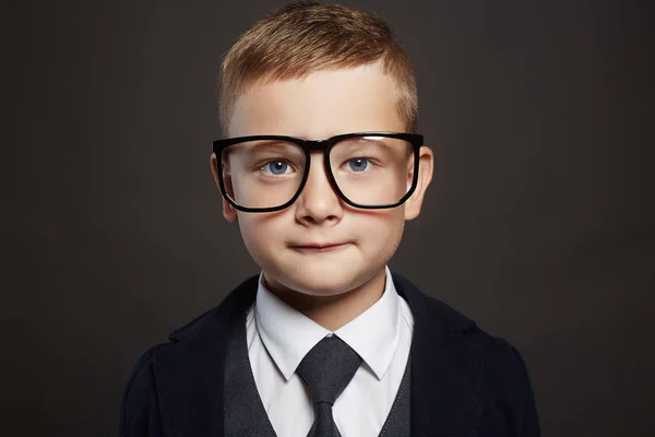 Funny child in suit and glasses — Stock Photo, Image