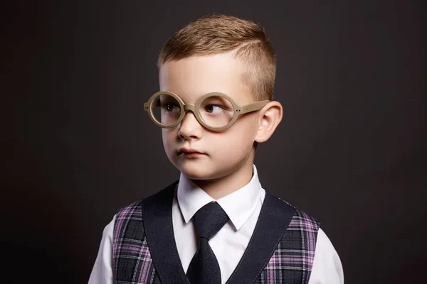 Intelligent child in glasses.elegant kid — Stock Photo, Image