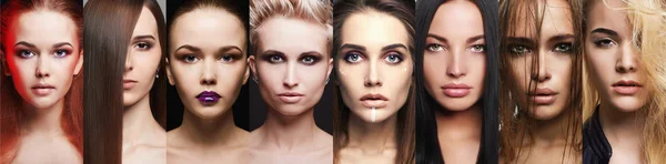 Skönhet collage. Makeup vackra flickor — Stockfoto