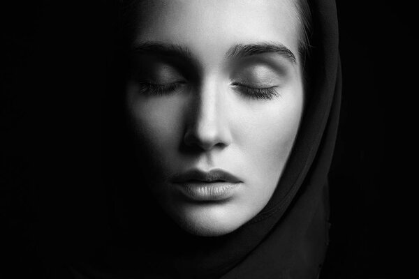 religious young woman.beauty girl 's prayer
