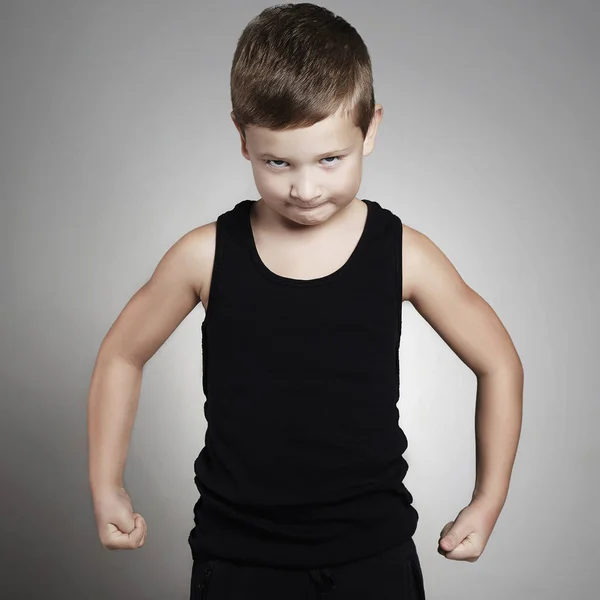 Child.Funny sport Little Boy.strong kid — Stock Photo, Image