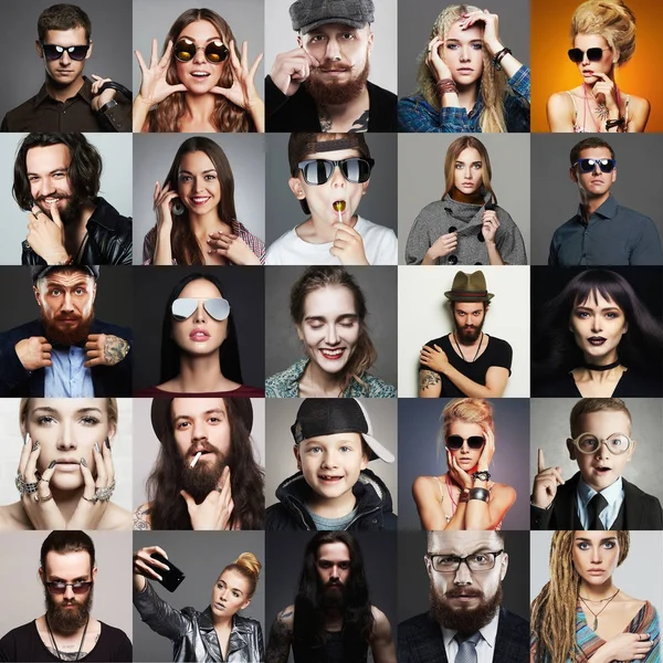 Hipster-Leute modellieren Beauty-Collage — Stockfoto