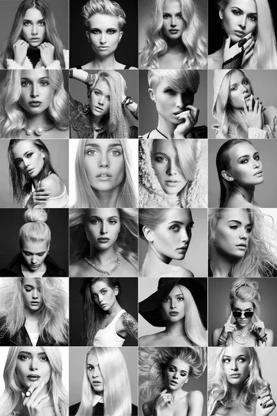 Schoonheid blondjes collage. Gezichten van de vrouwen — Stockfoto